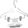 Simply Brilliant Silver Hook Clothes Acrylic Hangers with Clips - 10 Pack