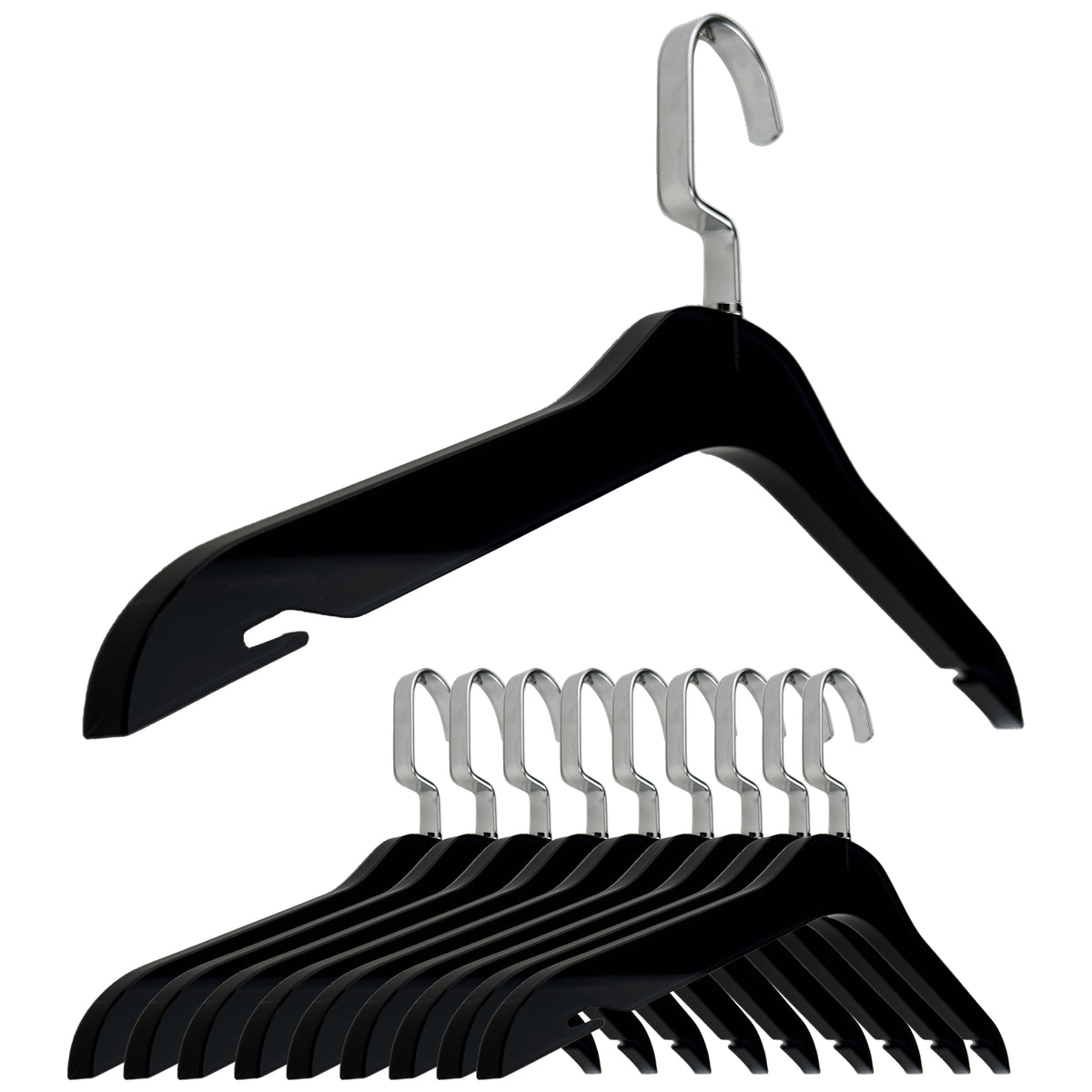 Simply Brilliant Pack of 10 Black Acrylic Clothes Hangers DesignStyles