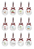 Rae Dunn Set of 12 Clear Glass Christmas Ornaments