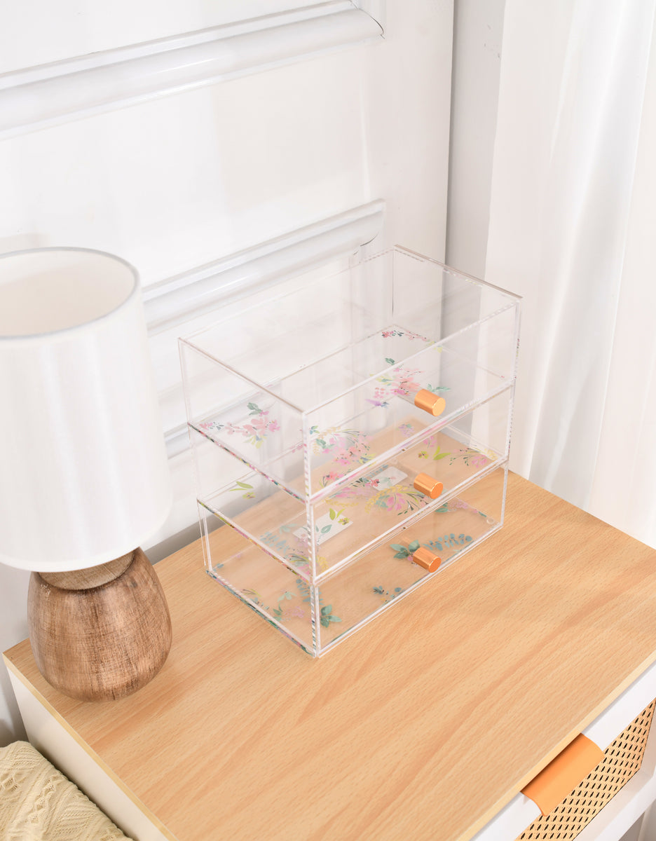Papyrus Acrylic Desktop Drawer Organizer with Floral Design DesignStyles
