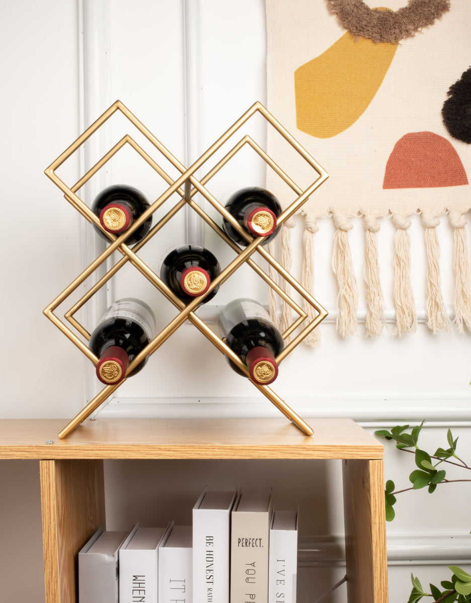 JoJo Fletcher 5 Sections Standing Metal Gold Wine Rack DesignStyles