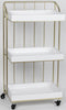 Becki Owens 3-Tier White Wooden Rolling Storage Cart with Gold Metal Frame
