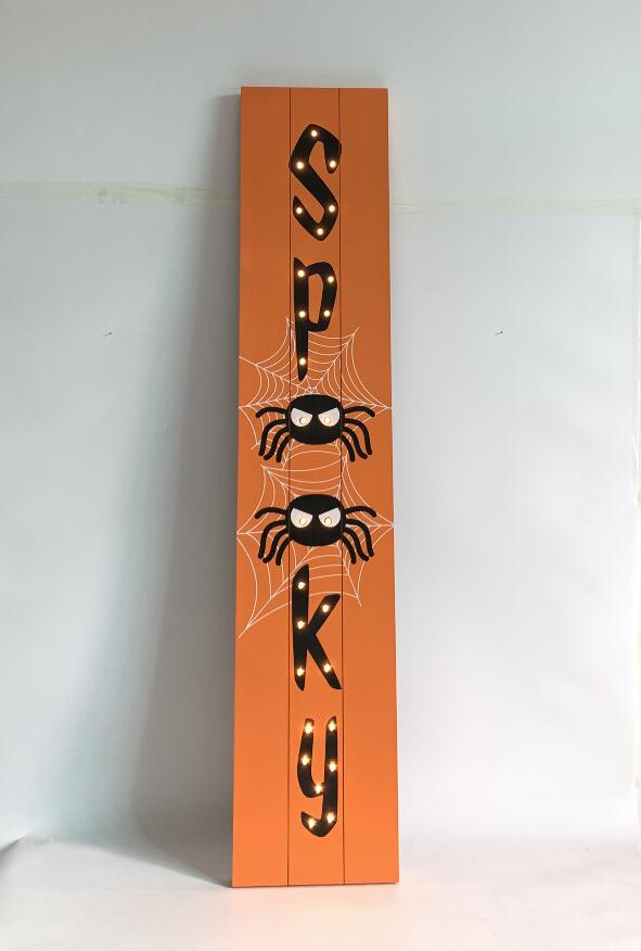 “Spooky” 59inch Porch Wooden Halloween Light Up Sign DesignStyles