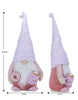 Load image into Gallery viewer, Dimension picture of the pink gnome. It displays the gnome from both front and side angles. In the front view, it is signaled the gnome measures 9.84&quot; in length and 25.59&quot; in height. In the side view, the depth of the gnome is shown to be 8.27&quot;.
