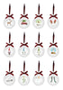 Rae Dunn Set 12 Illustrated White Christmas Balls Ornaments
