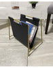 Load image into Gallery viewer, Becki Owens Gold Color Metal and Faux Leather Magazine Holder
