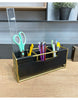 Load image into Gallery viewer, Becki Owens 3 Sections Gold Metal Faux Leather Desk Organizer
