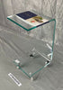 Load image into Gallery viewer, Penmore Brooke Teal Edges Acrylic C Shape Table with Wheels
