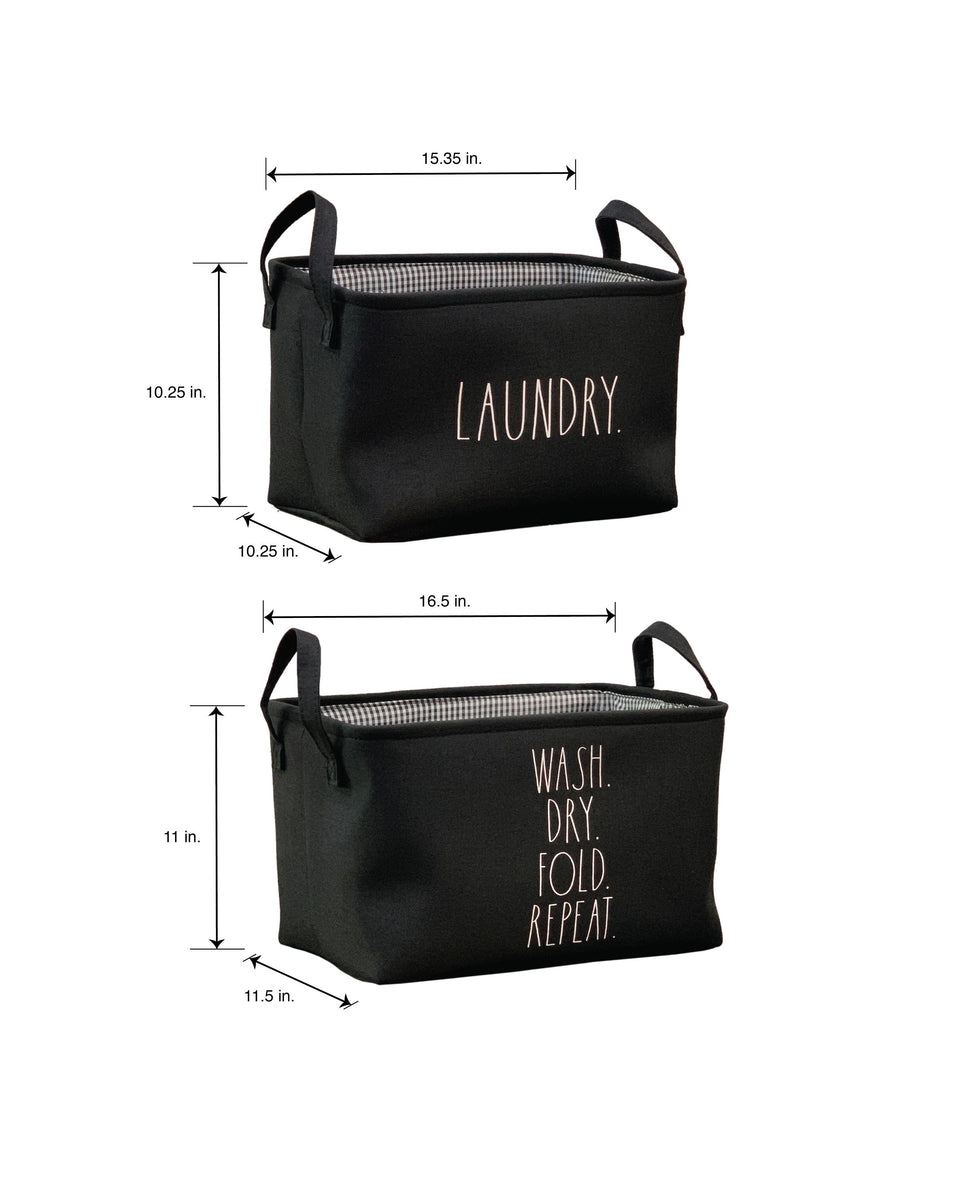 Rae Dunn “Laundry” Set of 2 Black Small Laundry Tote Bags