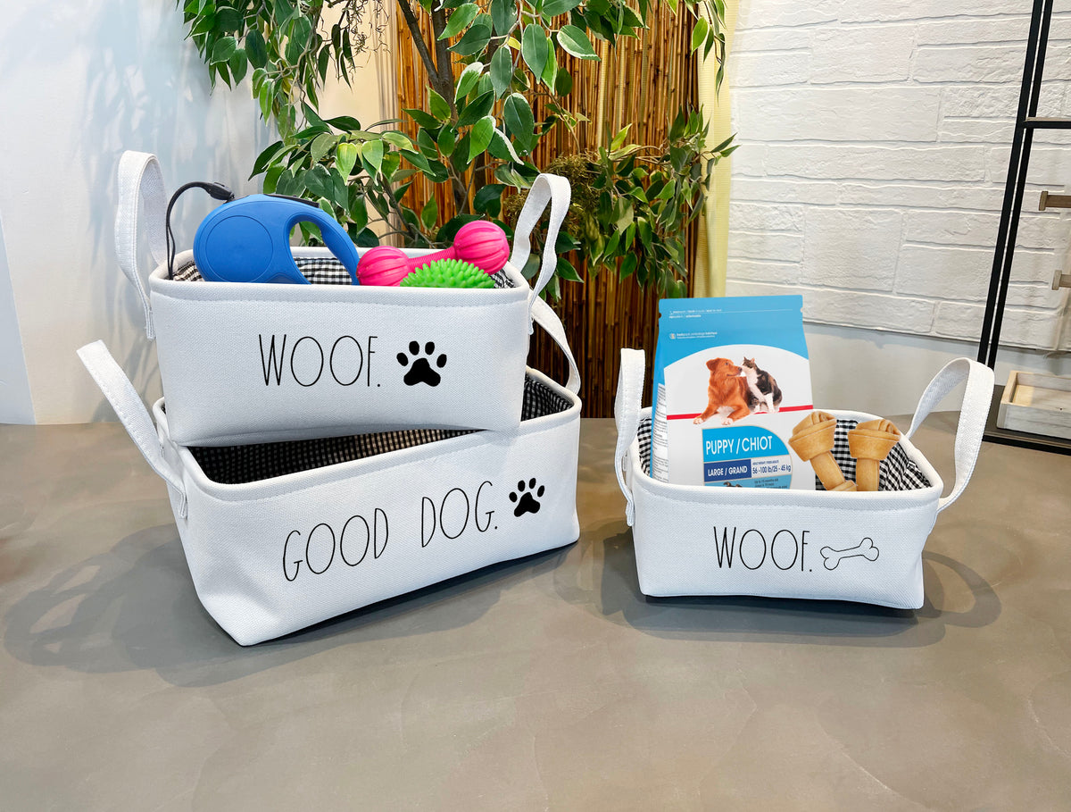 Rae Dunn “Good Dog” Set of 3 White Tote Bags for Dog Stuff