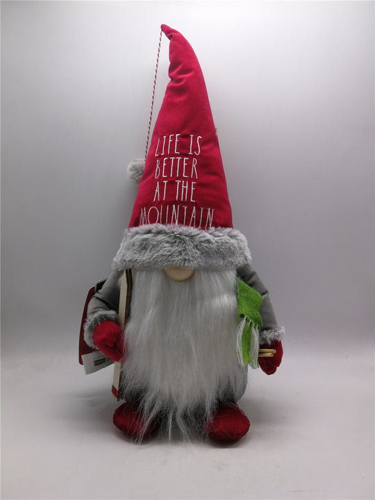 Rae Dunn "Life is Better at the Mountain" Plush Ski Gnome