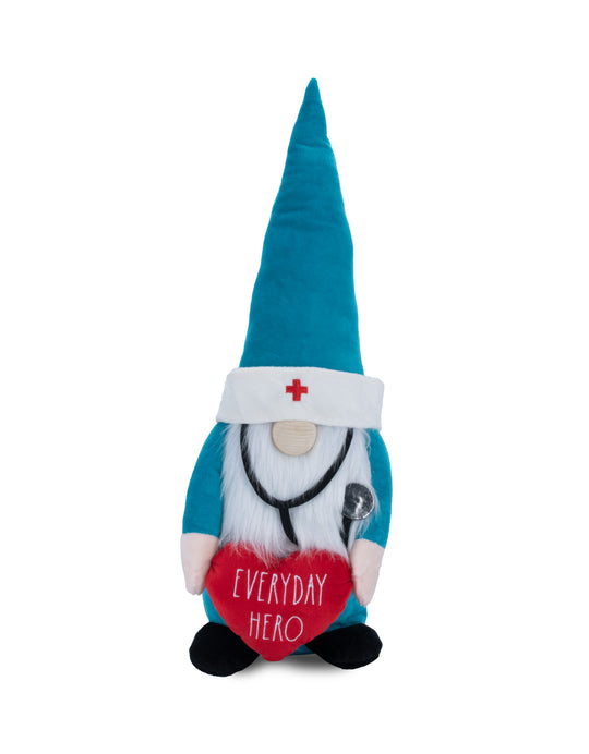 Rae Dunn “Everyday Hero” Plush Nurse Gnome Holding Heart
