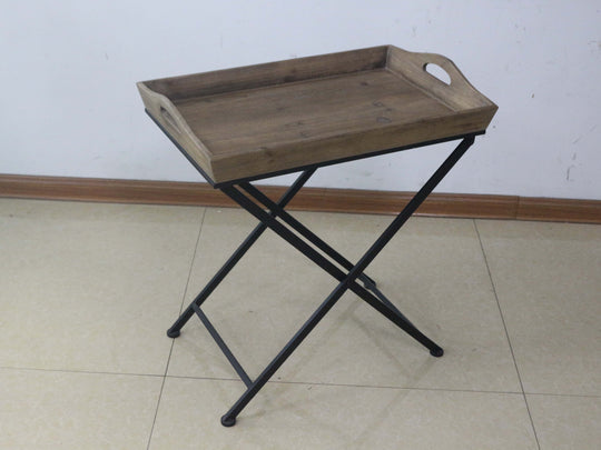 Wood Top Folding Table with Metal Legs