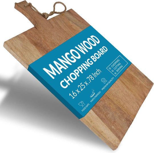 Becki Owens Squared Shape Mango Wood Cutting Board with Handle