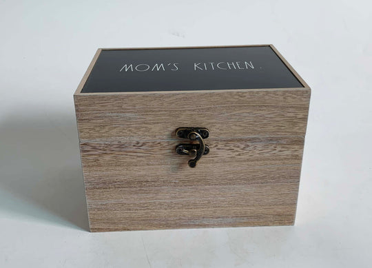 Rae Dunn “Mom’s Kitchen” Wooden Recipe Box for Cards