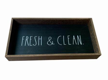 Rae Dunn “Fresh & Clean” Dark Wood Toilet Tank Tray