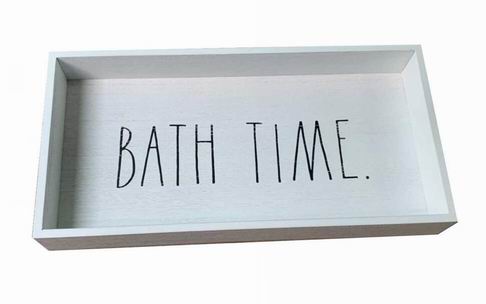 Rae Dunn “Bath Time” Wooden White Toilet Tank Tray