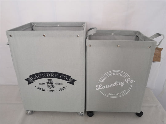 "Laundry Co." Set of 2 Gray Rolling Laundry Hampers