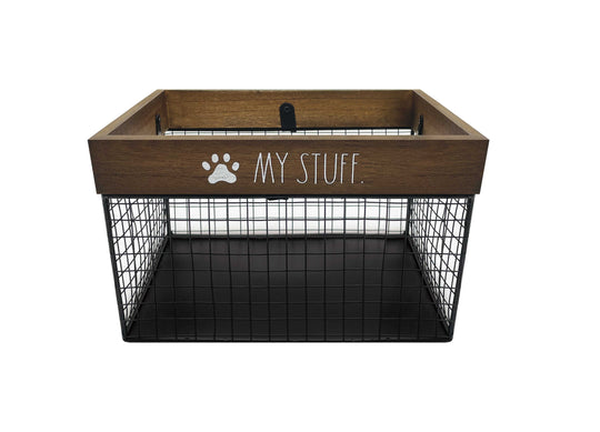 Rae Dunn “My Stuff” Set of 2 Black Wired Metal Baskets for Pet Supplies