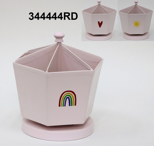 Rae Dunn Pink Spinner – Icons Rainbow / Sun / Heart