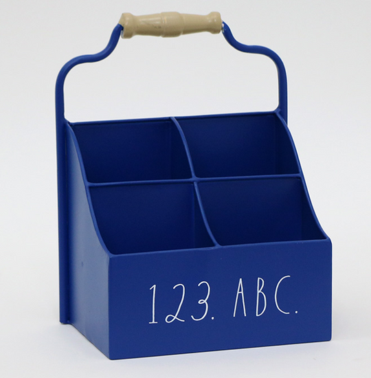 Rae Dunn 4-Section Navy Caddy - "1 2 3 A B C"