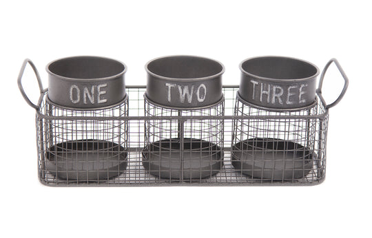 Metal Wire Desk Organizer with 3 Circular Holders