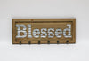 Load image into Gallery viewer, “Blessed” Vintage-Style Wood Wall Sign with Hooks
