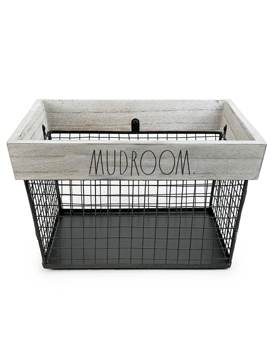 Rae Dunn “Mudroom” Wired Basket with Light Wooden Frame