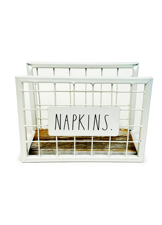 Rae Dunn “Napkins” White Metal Farmhouse Napkin Holder