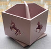4-Section Pink Wooden Rotating Desk Organizer