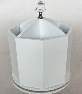 White Octagonal Rotating Desk Organizer with Finial Accent