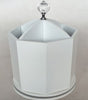 White Octagonal Rotating Desk Organizer with Finial Accent