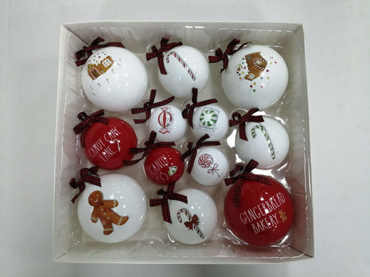 Rae Dunn Set of 12 Assorted Size Christmas Ornaments