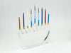 Load image into Gallery viewer, Clear Acrylic Menorah with Gold 30 MM Candle Holders
