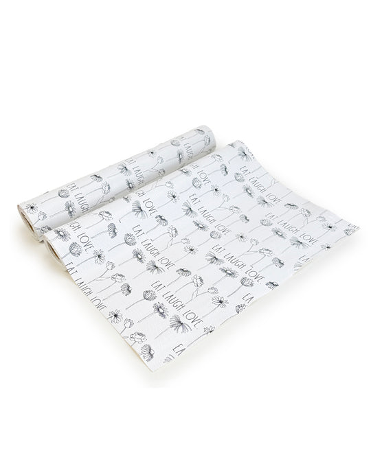 Rae Dunn Two-Pack Shelf Liners with Black and White Flower Illustrations