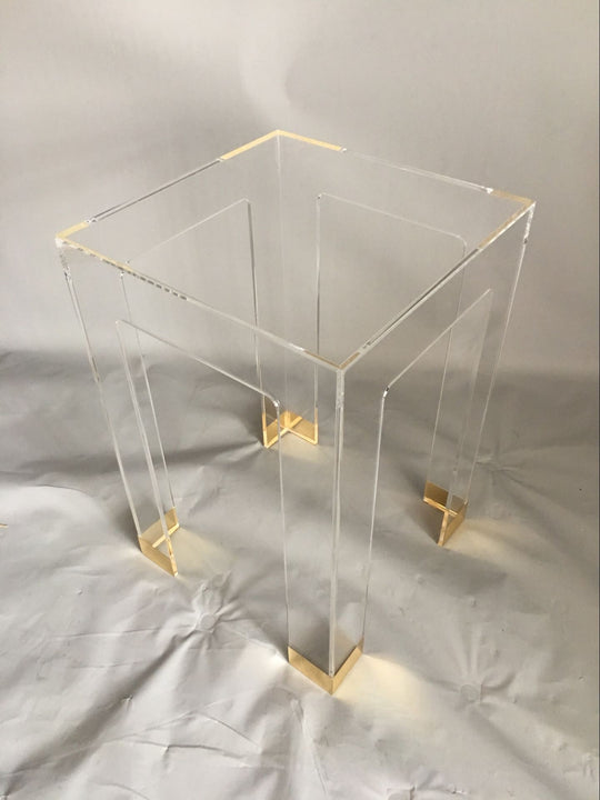 Acrylic Table with Gold-Colored Accents
