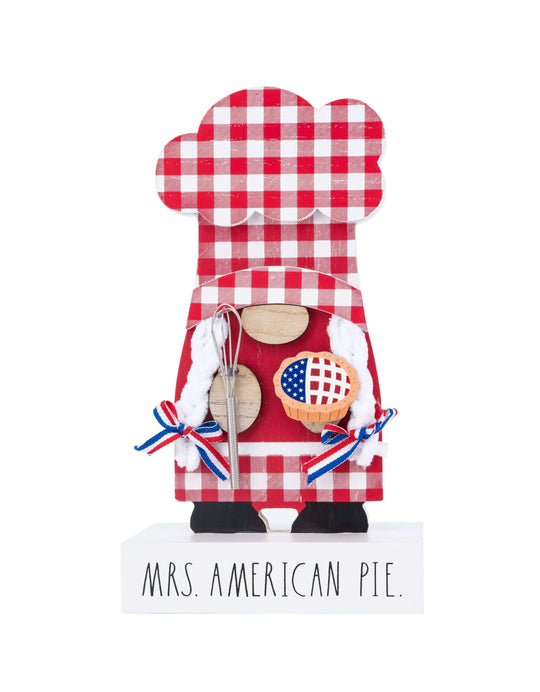 Rae Dunn "Mrs. American Pie" Chef-Theme Wooden Gnome