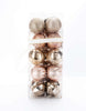 Load image into Gallery viewer, Side angle of the package of set of 40 tree champagne-color ornaments.
