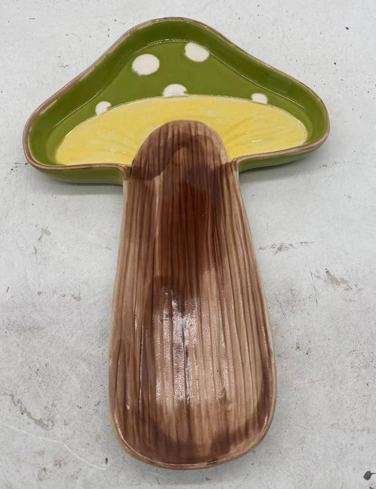 Willow & Riley Mushroom-Themed Green Ceramic Spoon Rest