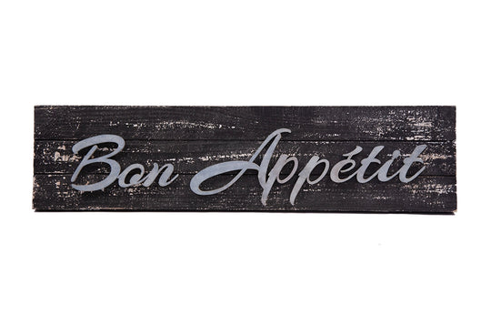 Vintage Rustic Style Distressed Wood “Bon Appétit” Wall Sign