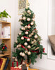 Load image into Gallery viewer, Lifestyle picture of the set of 40 Champagne-gold tree ornaments. The ornaments are hung on a Christmas tree. It can be appreciated that the 40 ornaments are enough to fully decorate the tree.
