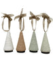 Load image into Gallery viewer, Frontal angle of the set of 4 cone-shape Christmas ornaments. They are placed one next to the other, in a row. The background is totally white color.

