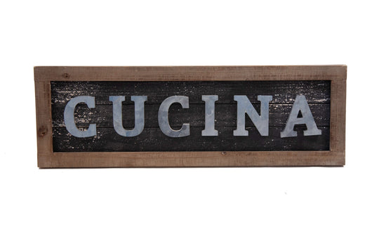Vintage Rustic Style Distressed Wood “Cucina” Wall Sign