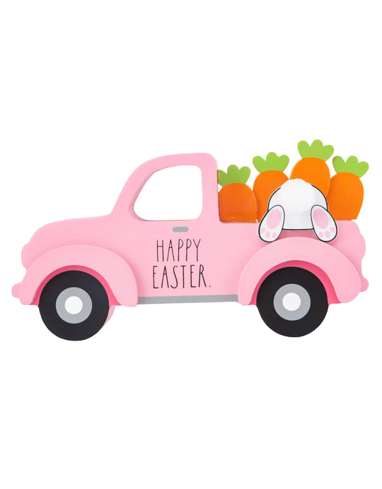 Rae Dunn "Happy Easter" Easter Décor Truck Cutout with Carrots