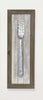 Load image into Gallery viewer, Lifestyle picture of the metal fork wall sign. Positioned in a frontal angle, the sign is placed against a beige-colored wall.
