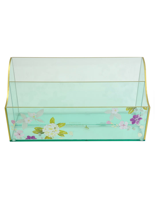 Papyrus Mint Green Acrylic Desk Letter Holder with Floral Design