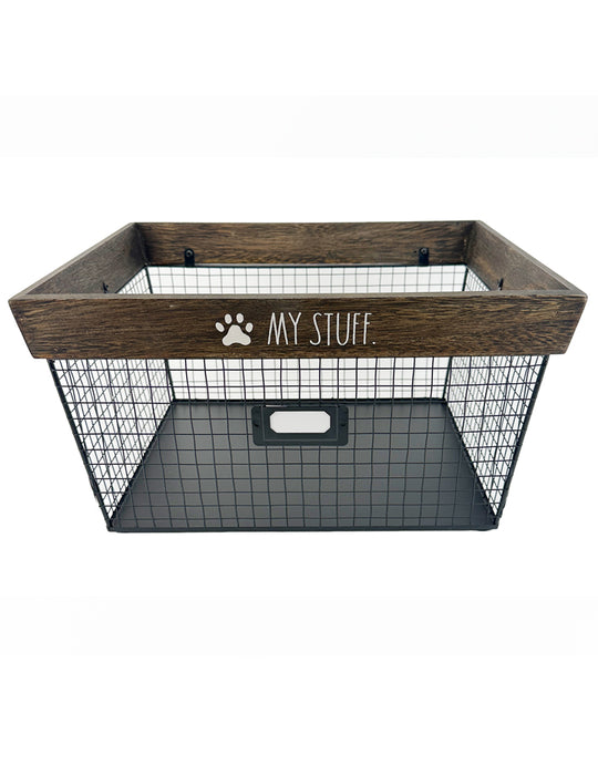 Rae Dunn “My Stuff” Pet-Themed Basket with Label Holder