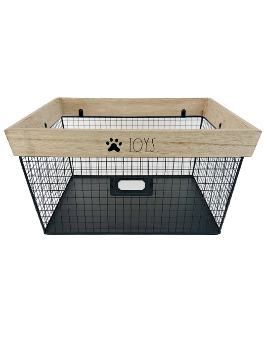 Rae Dunn “My Stuff” Pet-Themed Basket with Label Holder