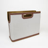 Load image into Gallery viewer, Becki Owens Magazine Holder with Leather Accents and Gold Metal Frame
