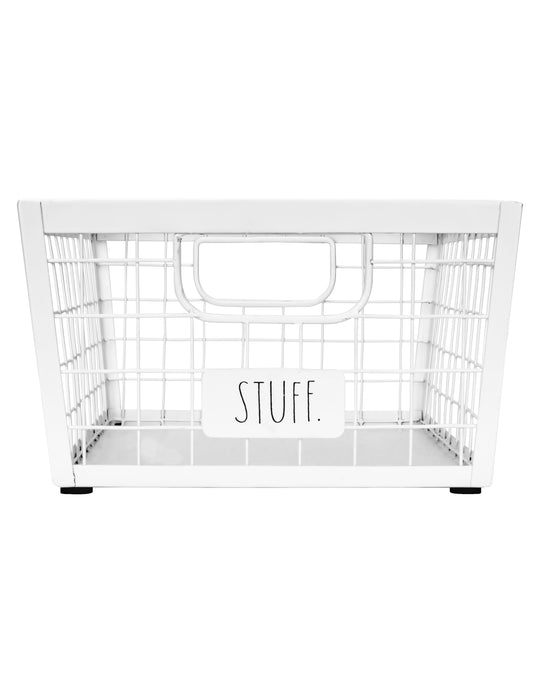 Rae Dunn “Stuff” White Metal Wire Storage Basket